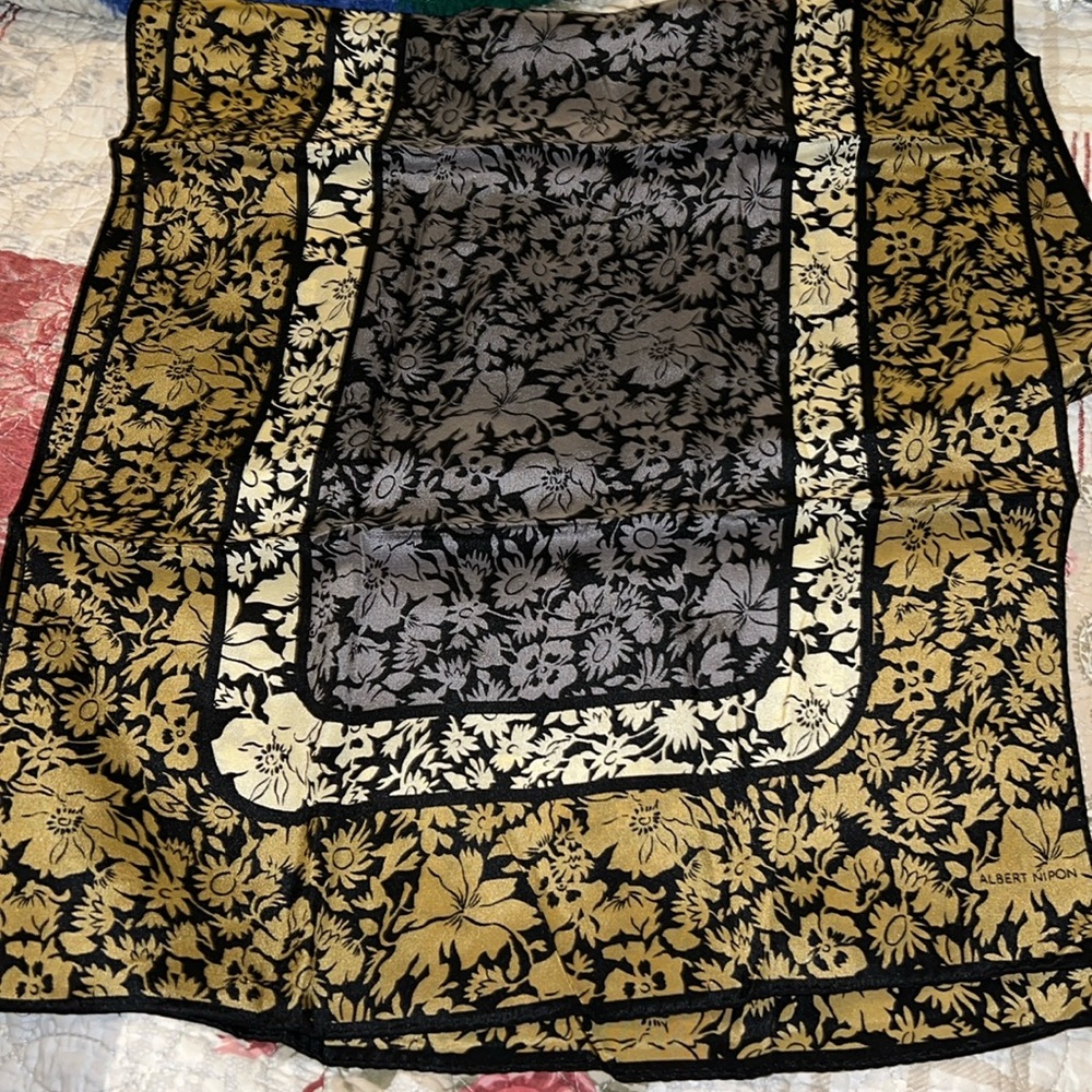 Vintage Albert Nipon silk scarf oblong 52” x 15”
